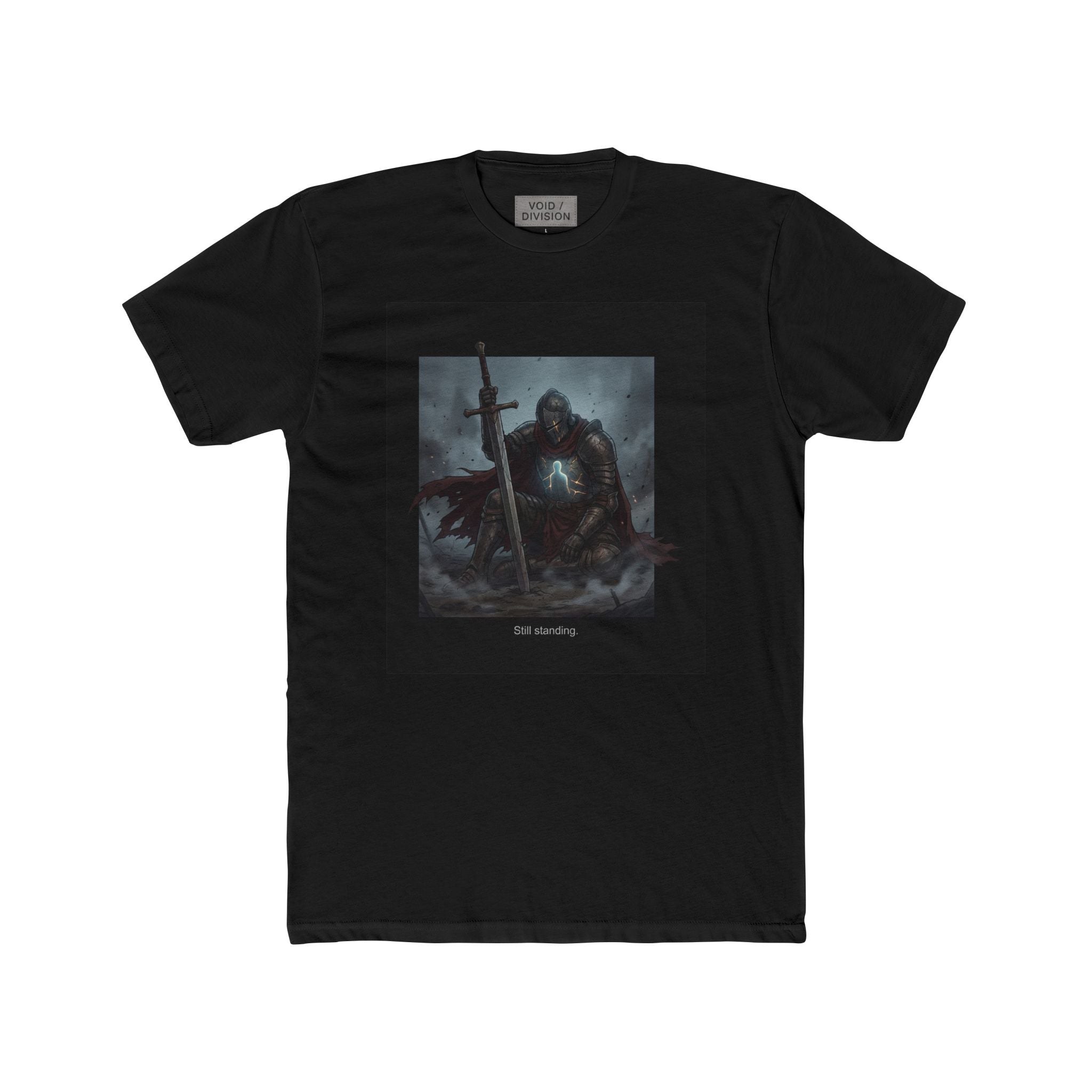 Knight with Sword Graphic Tee | Gothic Warrior Illustration, Dark Fantasy T-Shirt